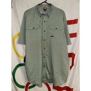 Ariat Rebar Button Up Shirt Mens XL Sage Green Short Sleeve Workwear Stretch